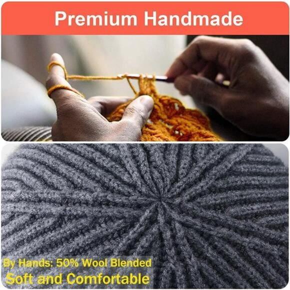 Unisex Wool Knit Fisherman Beanie Winter Warm Short Cuffed Skullcap Hat - Picture 5 of 7